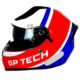 Capacete GP Tech V128 Start Branco/Vermelho/Azul - Motoqueiro