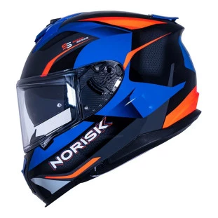 Capacete Norisk Strada Drive Com Óculos Interno - Azul/Laranja/Verde 58  - Para Moto Masculino e Feminino - Unisex