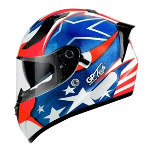 Capacete Gp Tech V128 USA - Azul/Vermelho - Óculos Interno - Masculino - Feminino 