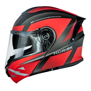 Capacete Norisk Motion Defender FF345 - Articulado - Óculos interno - Titanium/Vermelho - Para Moto Masculino e Feminino - Unisex