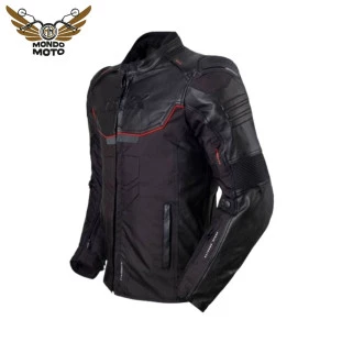 Jaqueta Texx Falcon V2 Lady Preta/Vermelho (Couro) - Feminino - Impermeável - Motoqueiro - Motoqueira - Motociclista - Motos - Menina - Mulher
