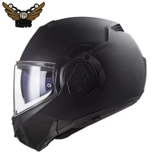 Capacete Ls2 Advant Noir Preto Fosco - (Articulado) Masculino - Feminino - Robocop - Óculos Interno - Bigtrail - Harley Davidson - Motos - Motociclista - Motoqueiro