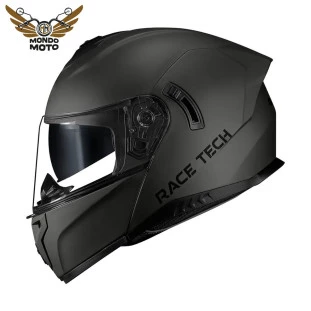 Capacete Race Tech Signal Monocolor - Cinza Fosco (Articulado) - Masculino - Feminino - Escamoteavel - Óculos Interno - Motoqueiro - Motociclista - Viagem - Motos