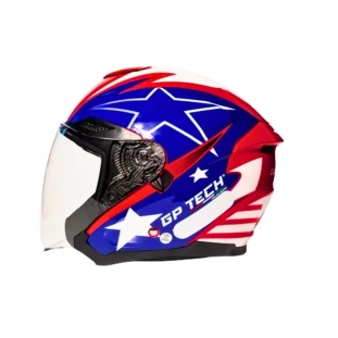 Capacete Gp Tech Aberto OF669 USA Azul/Vermelho Moto
