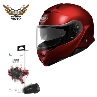 Capacete Shoei Neotec 2 - Vinho N°58 + Brinde Intercomunicador Cardo Spirit Unitario - Masculino - Feminino - Articulado - Escamoteavel - Óculos interno