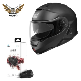 Capacete Shoei Neotec 2 - Preto Fosco  + Brinde Intercomunicador Cardo Spirit Unitario - Masculino - Feminino - Articulado - Escamoteavel - Óculos interno