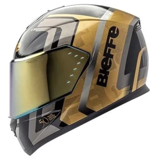 Capacete Bieffe B-12 Comemoração 50 Anos - Preto/Dourado  - Masculino - Feminino - Fechado - Integral 