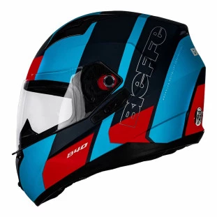 Capacete Bieffe B-40 Solid - Azul/Vemelho Fosco  - Masculino - Feminino - Fechado - Integral 