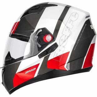 Capacete Bieffe B-40 Solid - Branco/Preto/Vermelho  - Masculino - Feminino - Fechado - Integral 