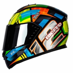 Capacete Bieffe B-12 Aragon - Preto/Colorido  - Masculino - Feminino - Fechado - Integral 