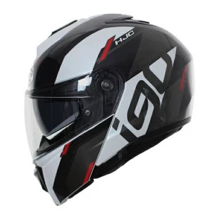 Capacete HJC I90 Aventa Articulado - Preto/Branco/Vermelho - Masculino - Feminino - Suporte pinlock - Óculos interno - Articulado 