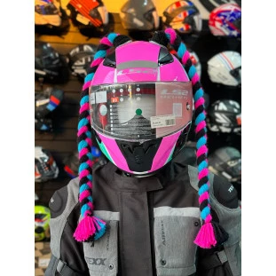 Par de Trança Para Capacete - Rosa/Azul/Preto