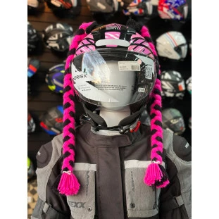 Par de Trança Para Capacete - Rosa e Preto